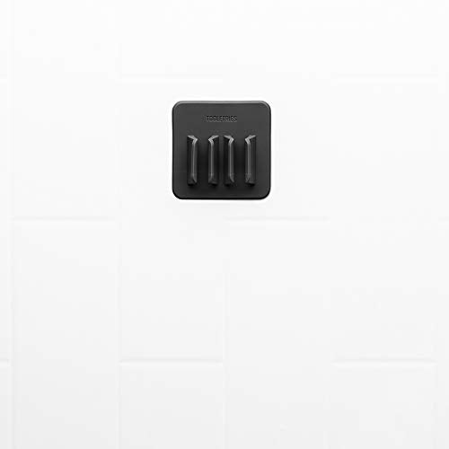 TOOLETRIES The George Toothbrush Holder - Silicone Toiletry Organizer, Shower & Bathroom Accessory - Features Silicone-Grip Technology, Removable & Reusable - Charcoal