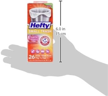 Hefty Small Garbage Bags, Flap Tie, Tropical Paradise Scent, 4 Gallon, 26 Count