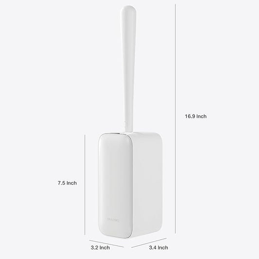 Toilet Cleaner Brush, Diveotree Toilet Brush and Holder for Dead Corner Cleaning, Wall Mounted Toilet Bowl Brush for Bathroom Decor, Toilet Scrubber Brush for Home/Hotel (White, 1pack)