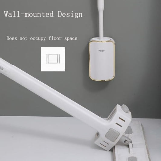 Wall Mounted Toilet Brush and Brush Holder, Curved Design Modern Toilet Cleaning Brush with Durable Bristles for Bathroom Cleaning, White