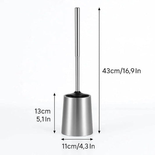 SUS304 Stainless Steel Toilet Brush and Holder Set Toilet Brush Case Cleaner for Toilet Bowl Bathroom Cleaning Brush Caddy Cepillo de Baño wih Oily Coating Brushed Stainless Silver