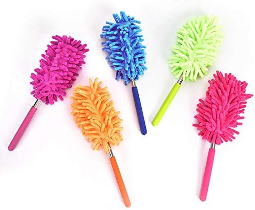 Microfiber Mini Duster Cleaning Brush Dust Cleaner Hand Duster Extendable Handle Soft Fans for Indoor Home Ceiling Cleaning(Purple)