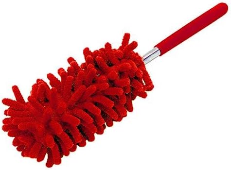 Microfiber Mini Duster Cleaning Brush Dust Cleaner Hand Duster Extendable Handle Soft Fans for Indoor Home Ceiling Cleaning (Red)