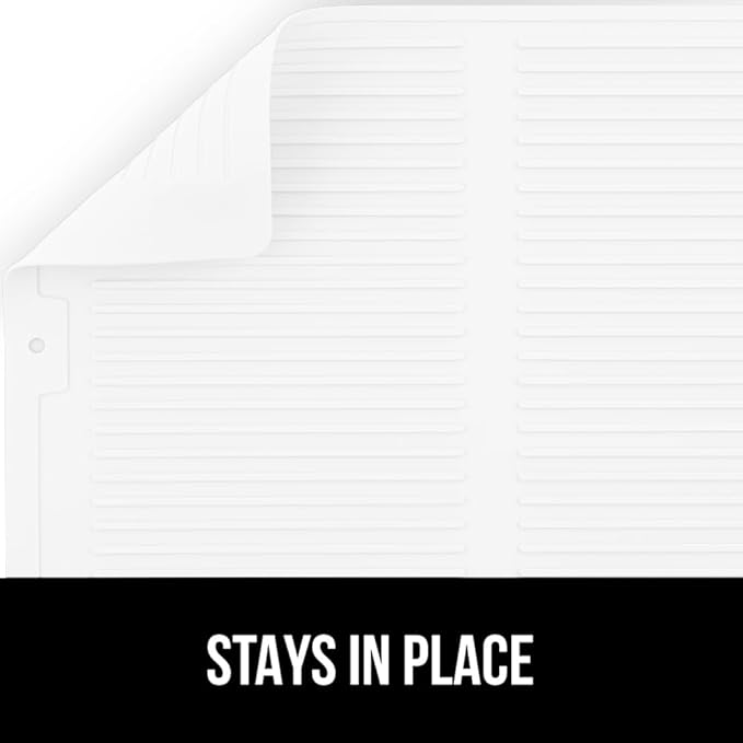 GORILLA GRIP 100% BPA-Free Patented Silicone Dish Drying Mat for Kitchen Counter, 18x24 Inch, Water Catching Ribbed Design, Easy Clean Waterproof Sink Liner, Heat Resistant, Fits Under Rack, White