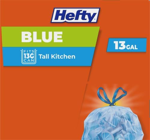 Hefty Blue Trash Bags,Blue,13 Gallon,60 Count (Pack of 6)