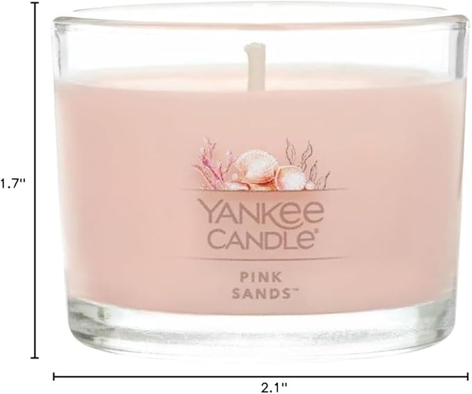 Yankee Candle Mini Jar Scented Candle, Small Single Wick Candle for Home Fragrance, Long Lasting Burn, Pink Sands (Pack of 4)