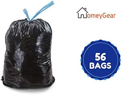 Strong Large 30 Gallon Drawstring Trash Bags Black Can Liners Kitchen Garbage Bags Multipurpose 56 CT Home Lawn Bags