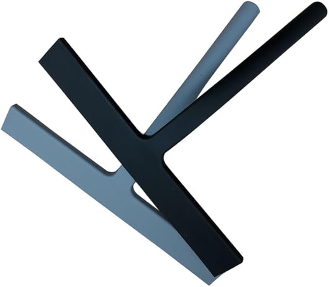 All Purpose Shower Squeegee, Professional Window Cleaner Squeegee, Silicone Squeegee for Bathroom, Shower Doors, Mirrors, Tiles and Car Windows, Bathroom Cleaner Tool Black