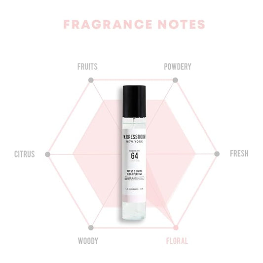 W.Dressroom No.64 Lovely Rose Living Clear Perfume, Body Mist & Fabric Spray for Clothes, Bedding & Room, Water-Based, Travel Size 2.36 oz