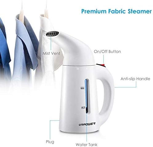URPOWER Updated 180ml Steamer for Clothes, 7-in-1 Portable Handheld Garment Steamer, Fast Heat-up Clothes Steamer, Travel Steamer, High Capacity Fabric Steamer for Home and Travel