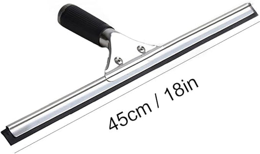 Professional Stainless Steel Handle Water Wiper Window Glass Squeegee with Replacement Rubber Blade 105cm 41inch (Black, 18in/45cm+Blade)