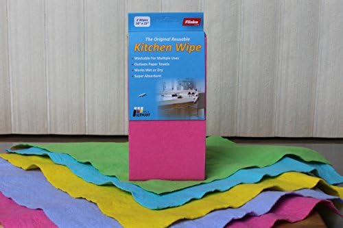 Flinka Kitchen Wipes 2 Count Pack - Large (16 in. x 15 in.) Reusable Cleaning Cloth - Washable Paper Towels - Eco Friendly Viscose Cloths - Assorted Variety of Colors