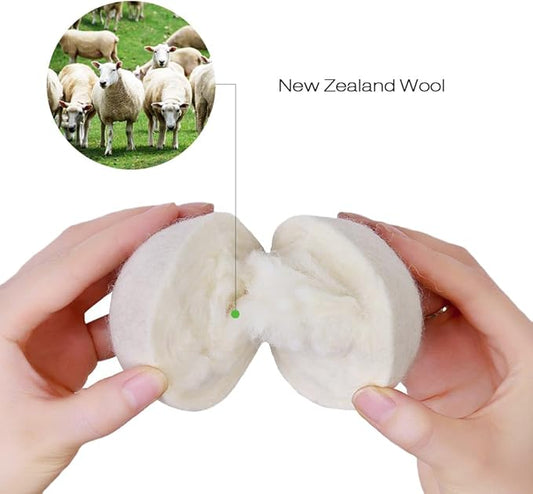 Raffaelo Wool Ball, Wool Dryer Balls XL Premium Reusable Natural Fabric Softener Pet Fur Hair Remover - Set of 6PCS (White)