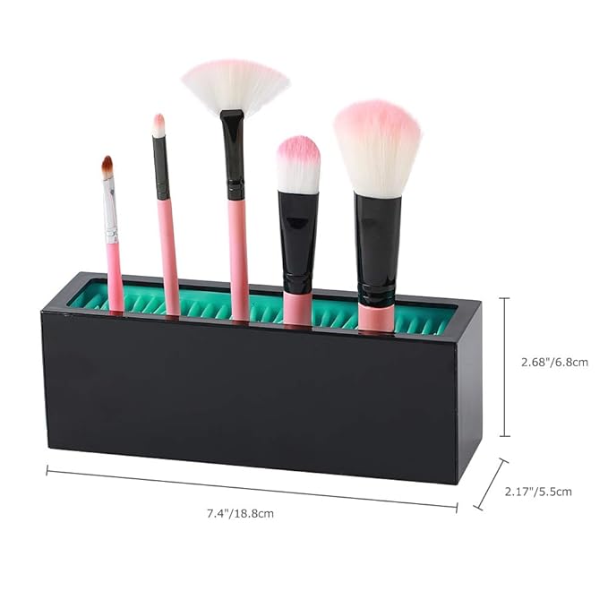JAMEND CLXP Makeup Brushes Holder Organizer, Silicone Vanity Air Drying Rack Display Storage for Brush, Eyeliners and More, Practical Cosmetic Tools Container (Blue-White)