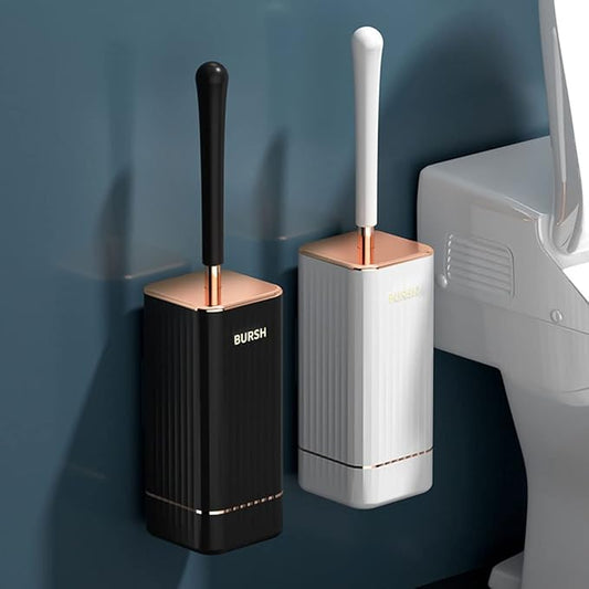 Silicone Toilet Brush, Toilet Brush and Holder, Toilet Cleaning Brush, Wall Mounted Toilet Brush for Bathroom Elegant, Durable (Black)