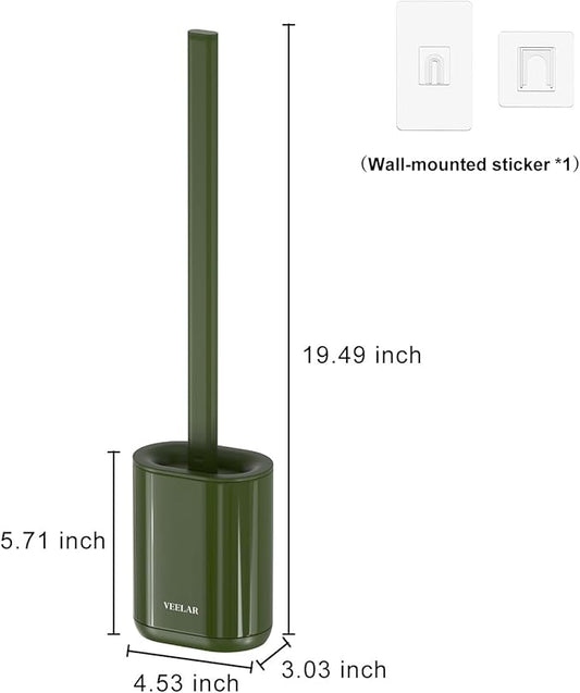 Toilet Brush and Holder Set - Wall Mounted Bathroom Scrub Brush, Toilet Bowl Brush and Plunger Set for Bathroom Cleaner (Green)