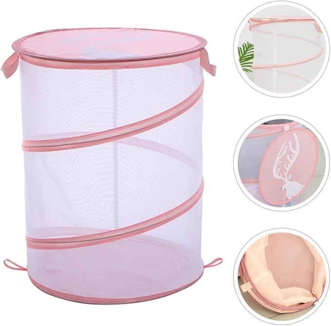 Ciieeo Foldable Laundry Hamper Multi-use Clothes Storage Organizer for Toys Supplies Pet Items Space-saving Net Basket Lightweight Portable Design for Bedroom Bathroom Storage