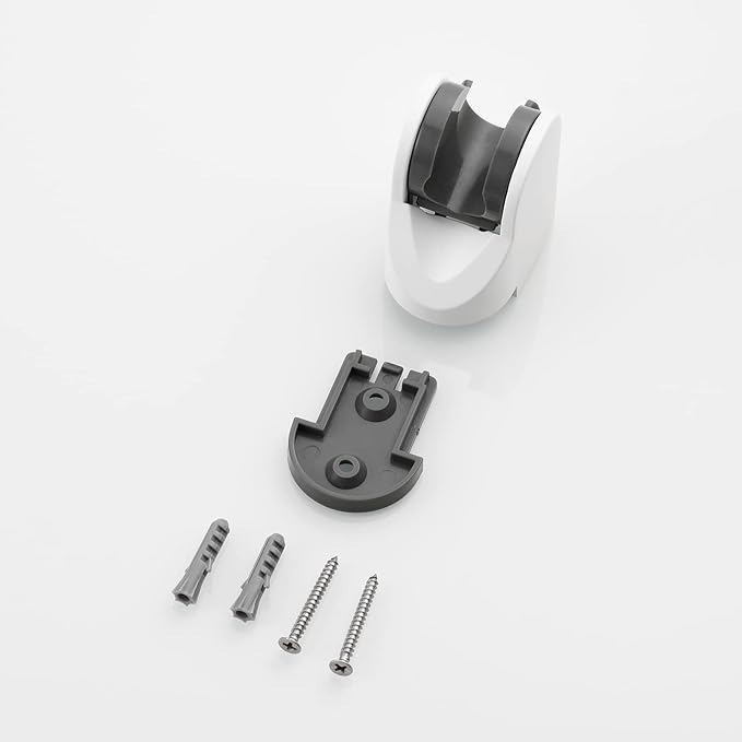 Tecmolog White Shower Bracket Wall Mount Plastic Shower Head Holder for Hand Held, ST01W