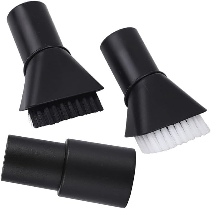 Round Vacuum Brush Set,Vacuum Dust Brush for Karcher WD2 WD3 WD4 WD5 Models, Dual Bristle Suction Brushes for Upholstery Carpet Dashboard Interior Cleaning with 32-35mm Adapter