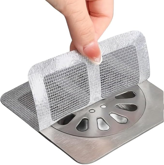 30 PC Disposable Shower Drain Hair Catcher Stickers 4"x4" Strong Adhesive Mesh Covers for Bathroom, Kitchen & Laundry Easy Apply & Remove