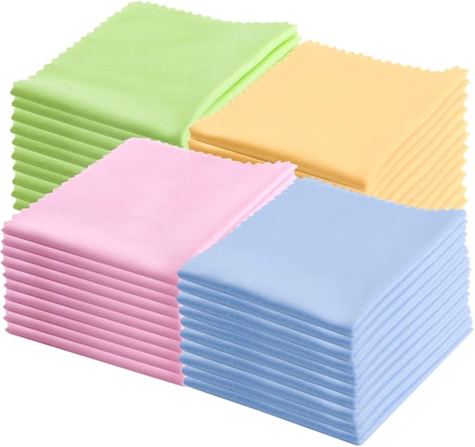 100Pack Mixed Colors Microfiber Cleaning Cloths Eyeglasses Cleaning Cloth for Eyeglasses Phone Screens Camera Lens and Any Other Delicate Surfaces Cleaner(5.5 x 5.5 Inch)