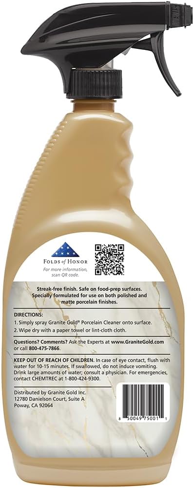 Granite Gold Porcelain Cleaner Spray for Porcelain Sinks, Bathtubs, Toilets, and Countertops, 24 Fl Oz (Pack of 1)