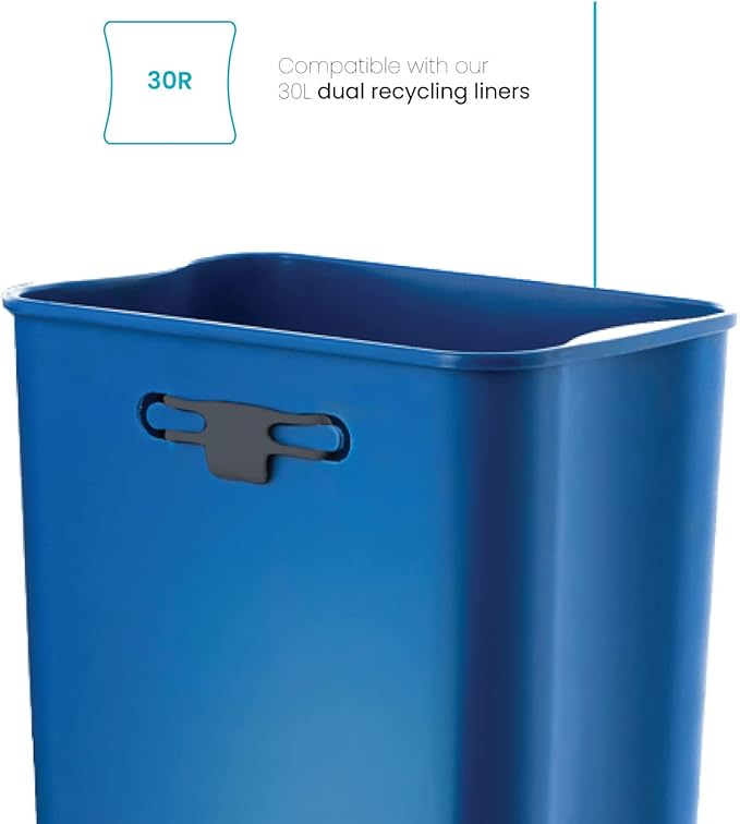 Home Zone Living 2-Pack 8 Gallon Kitchen Trash Bags with Drawstring Handles, Heavy Duty Custom Fit Design for 30 Liter Dual Recycling Liners, Code 30R, 60 Count