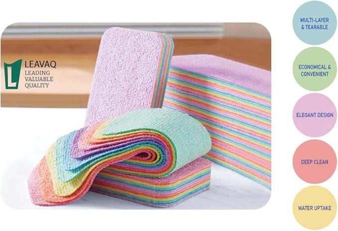 Peelable Microfiber Sponges 4 Pack β 12-Layer Tear Away PVA Cleaning Pads, Ultra Absorbent Non-Scratch Rainbow Sponge for Kitchen Dish, Countertop, Bathroom, Glass & Car Cleaning