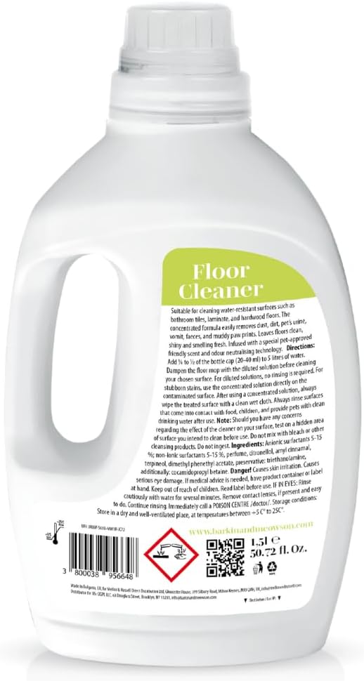 Barkin & Meowson Odor Neutralizing Floor Cleaner 1.5 Litre / 50.72 fl.oz. - Odor Neutralizing and Pet Friendly Scent