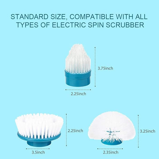 Replacement Brush Heads for Hurricane Spin Scrubber with Multi-Function Set of 3(Flat,Dome,Corner) and Adapter for Bathroom, Floor, Wall and Kitchen