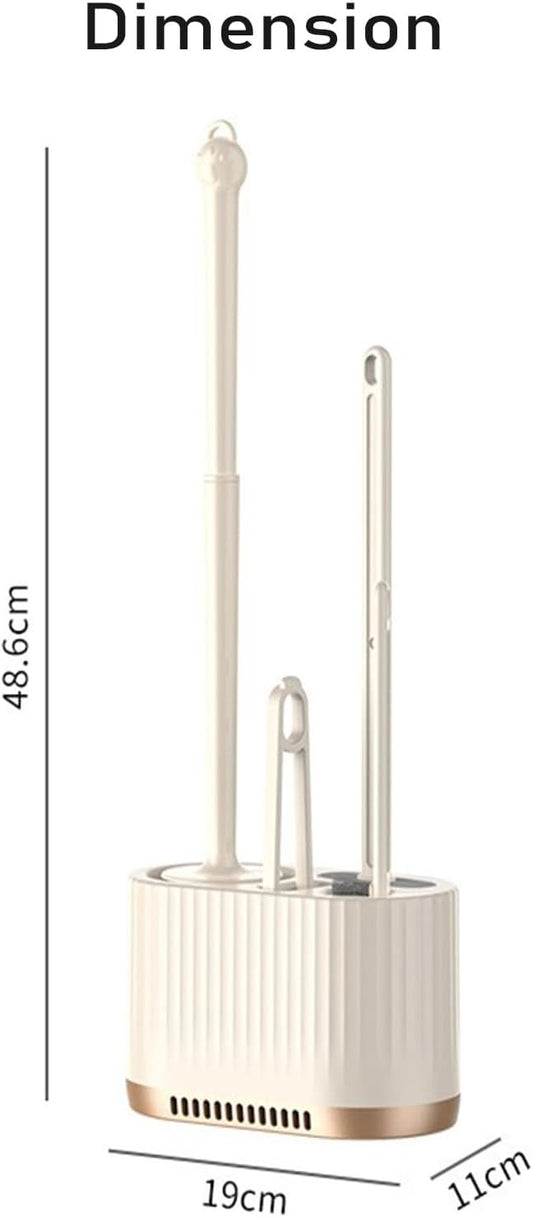Basaza Toilet Brush and Holder Set Toilet Bowl Cleaning Brush and Holder for Bathroom Toilet Bowl Cleaner Brushes & Holders 4 in 1 Beige Bathroom Accessories Wall Mounted or Floor Standing