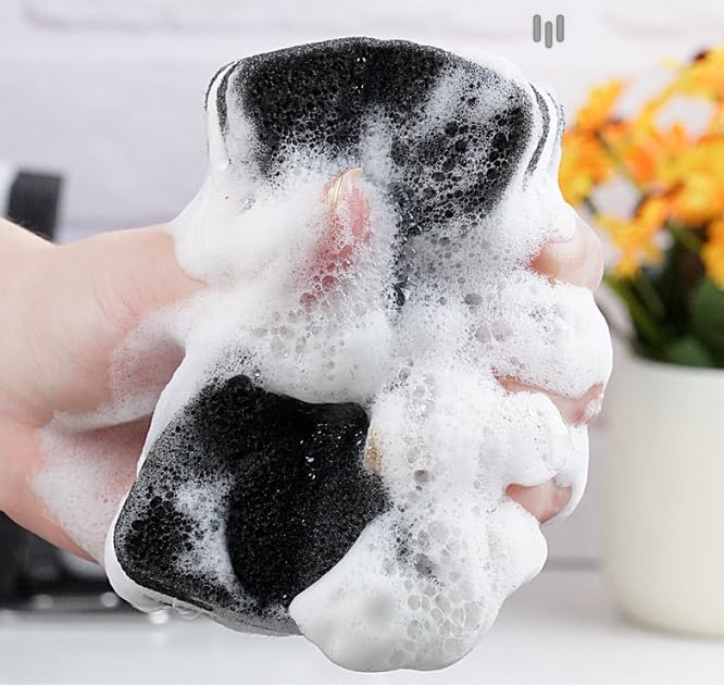 5 Pcs Heavy Duty Scrub Sponges,Dual-Sided Dishwashing Sponge for Kitchen,Multi-Use Deep Cleaning Scrub Sponge (Black White)