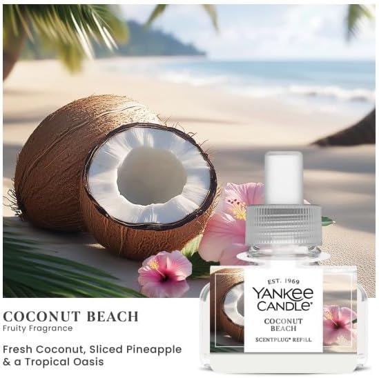 Yankee Candle ScentPlug Refills - Midsummer Night, Sage & Citrus, Coconut Beach, Sun & Sand (Pack of 4)