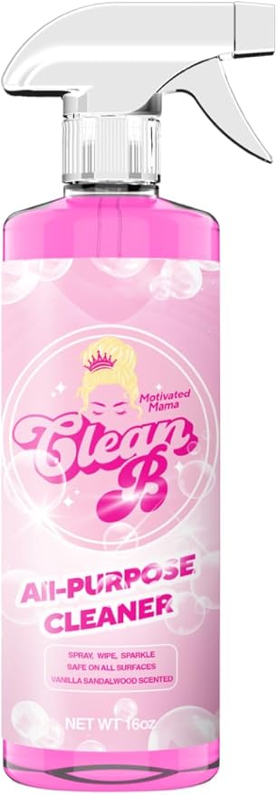Clean B All Purpose Cleaner - Multipurpose Home and Kitchen Cleaning Spray for Glass, Countertops, Appliances, Upholstery & More - Multi-surface Spray Cleaner - 16oz Vanilla Sandalwood Scented