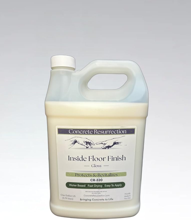 Concrete Reurrection Multi Surface Floor Finish - Professional Easy to Use - High Gloss Premium Floor Wax. Use on Interior Concrete, Hardwood, Laminate, Luxury Vinyl, Tile and Stone.