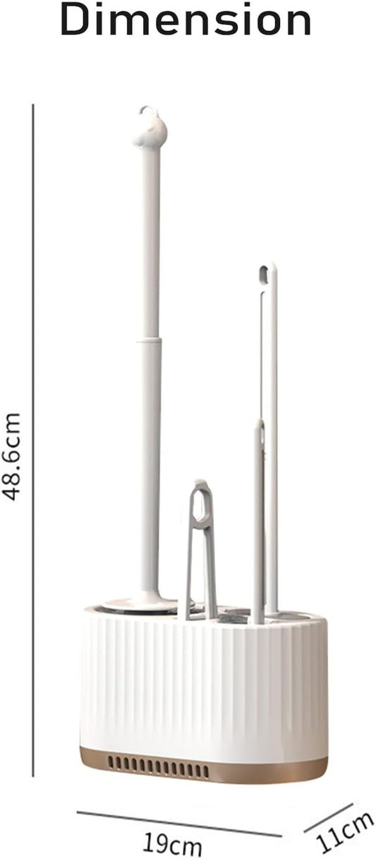 Basaza Toilet Brush and Holder Set Toilet Bowl Cleaning Brush and Holder for Bathroom 4 in 1 White Toilet Bowl Cleaner Brushes & Holders Bathroom Accessories Floor Standing or Wall Mounted