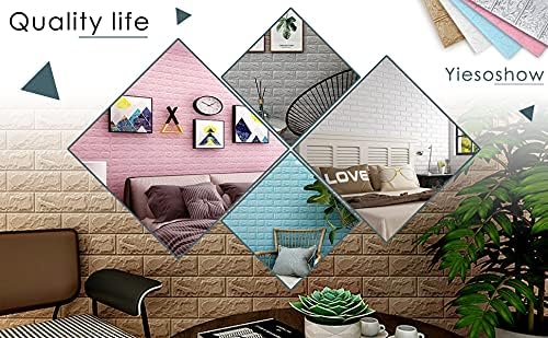 3D Wall Panels Peel and Stick, 14.5 Sq Ft Coverage,Printable Faux Brick Wallpaper Sticker with Self-Adhesive Waterproof Foam for Interior Wall Decor, Bathroom, Home Decoration (10 Pcs) (White)