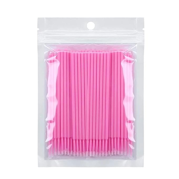 300 PCS Eyelash Extension Supplies Kit Disposable Micro Brush Eyebrow Lash Spoolies Lip Stick Brush Mascara Wand Applicator Makeup Brush Tool (Pink Sets)