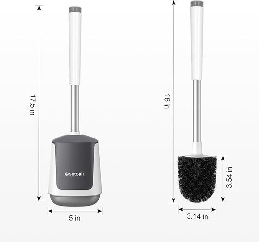 SetSail Toilet Brush 4 Pack Toilet Bowl Brush and Holder Toilet Cleaner Brush with Nylon Bristles Ventilated Toilet Brushes for Bathroom with Holder for Toilet Scrubber Cleaning, White & Grey