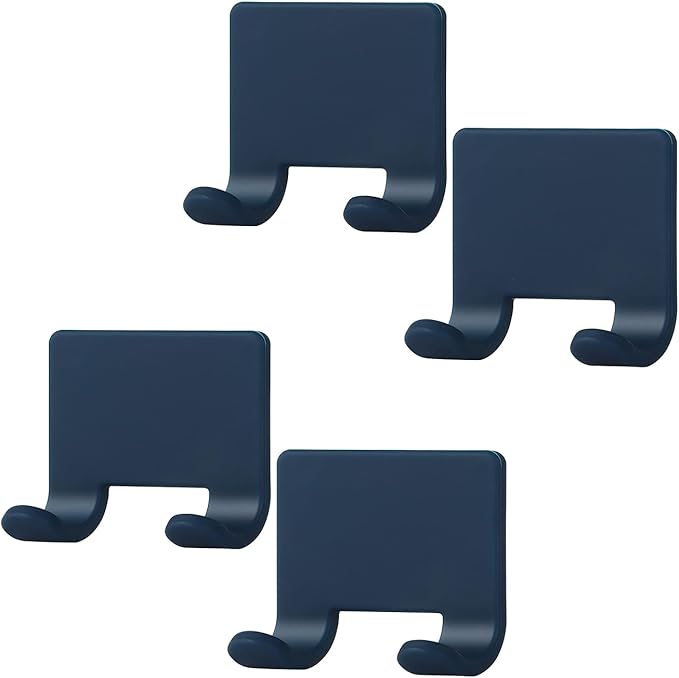 VANZAVANZU Razor Shaver Holder for Shower Wall Adhesive Hooks for Hanging, Bathroom Silicone Waterproof Decorative Shower Hooks Hair Brush Holder for Towel (4 Pack-Blue)