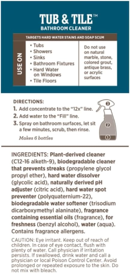 Melaleuca Tub & Tile 12x Bathroom Cleaner – 8 fl. oz. | Super-Concentrated, Plant-Based Formula with Spray Bottle Included
