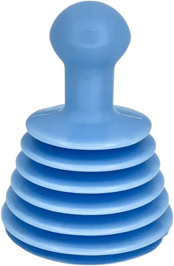 Plastic Accordion Drain Plunger – Compact Sink Plunger with Ergonomic Handle, Powerful Clog Remover for Kitchen or Bathroom, Random Color (Red, Yellow, Gray, Green, Blue), 6.1" Tall, 4.3" Diameter