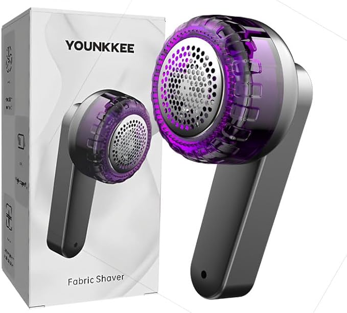 Fabric Shaver and Lint Remover, Rechargeable YOUNKKEE Electric Lint Remover, Quickly Removes Lint Without Damaging Clothes, Suitable for Clothing, Sweaters, Blankets, Sofas, and Pillows