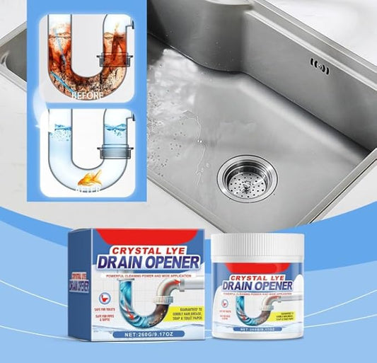 Crystal Lye Drain Opener,Powerful Pipe Dredging Agent, Sink & Drain Cleaner Powder, Toilet Cleaner Foam PowderAll-Purpose Drain Unblocker for Kitchen Bathroom Toilet Shower