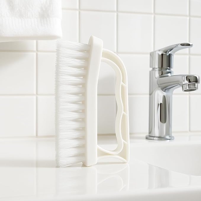 Iron Handle Multi-Purpose Cleaning Scrub Brush – Durable White Plastic Bristles, Comfortable Grip, Lightweight Household Tool for Kitchen, Bathroom, and More