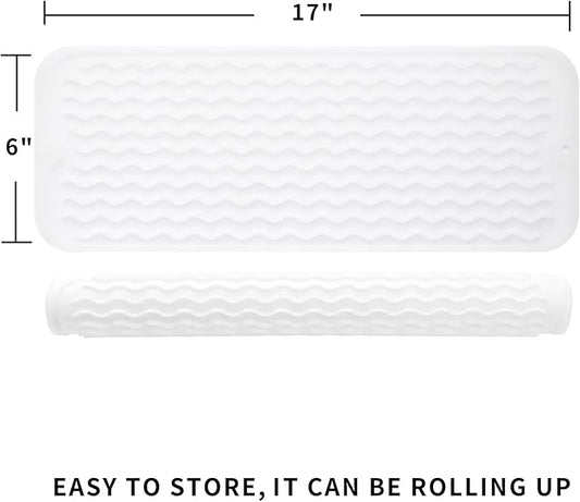 MicoYang Silicone Dish Drying Mat for Multiple Usage,Easy clean,Eco-friendly,Heat-resistant Silicone Mat for Kitchen Counter,Sink,Bar,Bottle,or Cup Translucent M 17 inches x 6 inches