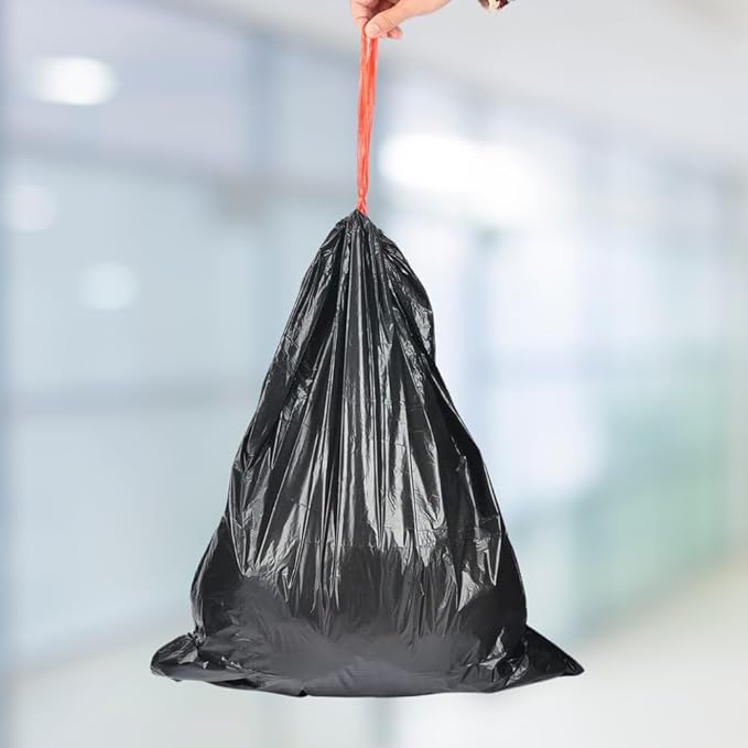 Strong Large 13 Gallon Drawstring Trash Bags Black Can Liners Kitchen Garbage Bags Multipurpose 40 CT Home Lawn Bags