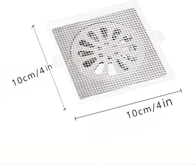 30 PC Disposable Shower Drain Hair Catcher Stickers 4"x4" Strong Adhesive Mesh Covers for Bathroom, Kitchen & Laundry Easy Apply & Remove