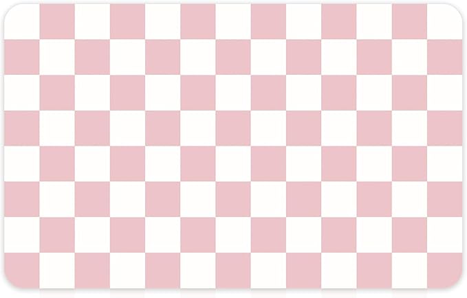 12" x 20" Checkered Dish Drying Mat for Kitchen Counter, Absorbent Coffee Bar Mat for Espresso Machine Coffee Countertops Accessories (Pink)