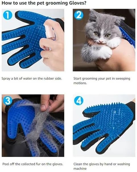Pet Hair Remover Grooming Glove for Pet Dog Cat for Bath Hair Removal Cleaning Silicone Rubber Blue RH